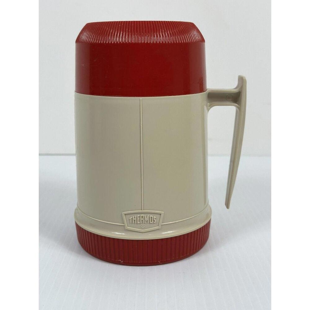 Vintage Thermos Model #6002 Wide Mouth Red & Tan‎ Thermos 10 oz. VERY CLEAN